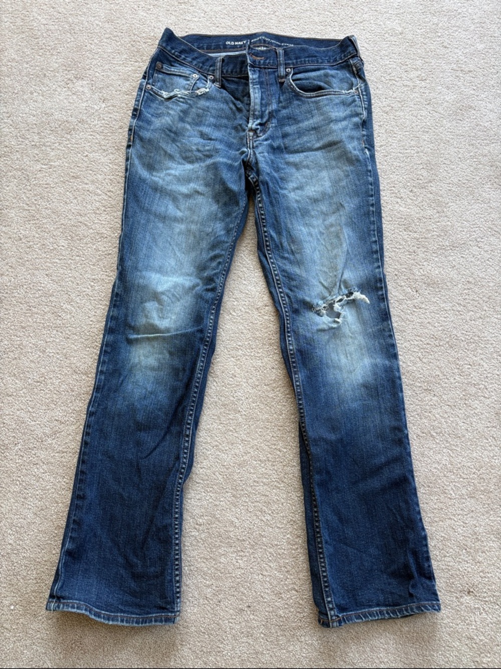 Old Navy Mens Bootcut Jeans with Distressed Knee